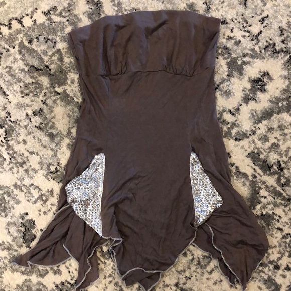 Strapless tunic top with mesh insert - Picture 1 of 6